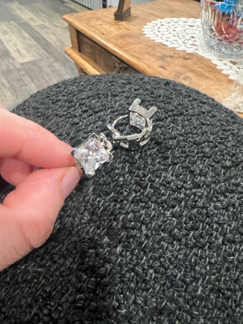 Bottega Veneta Silver Tone Interlocking Hoop Earrings